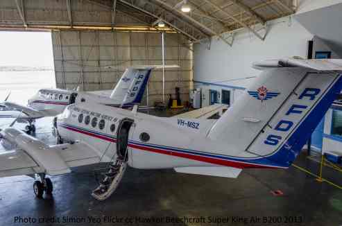 Royal Flying doctor plane in hangar