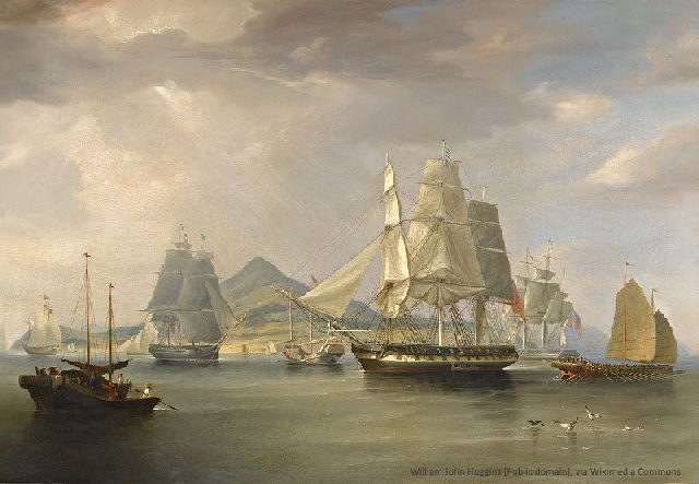 Opium ships, Guandong 1824, painting